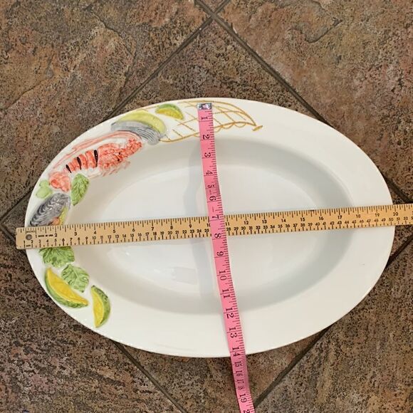 Pier 1 Italy Hand Painted Clam Bake Serving Platter Lobster Clams Lemon Lime - Picture 4 of 4